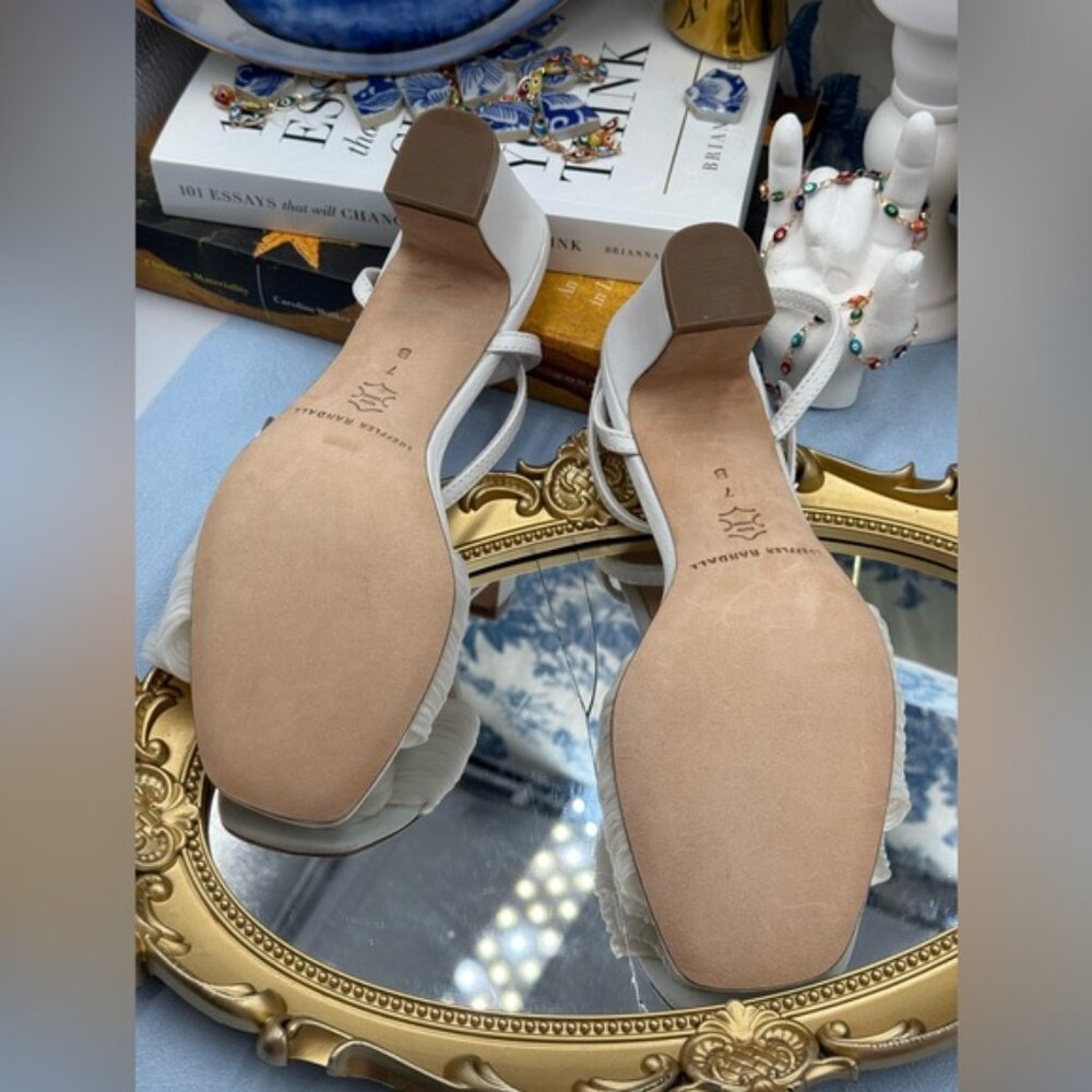 🆕 LOEFFLER RANDALL 🧿 NWOT Kimora White Pleated Bow Heel, Sz 6 - Picture 14 of 16
